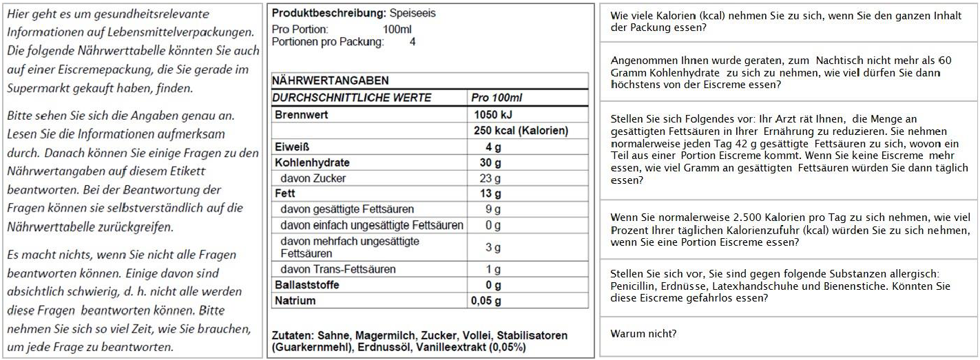 Angaben zum Newest-Vital-Sign-Test