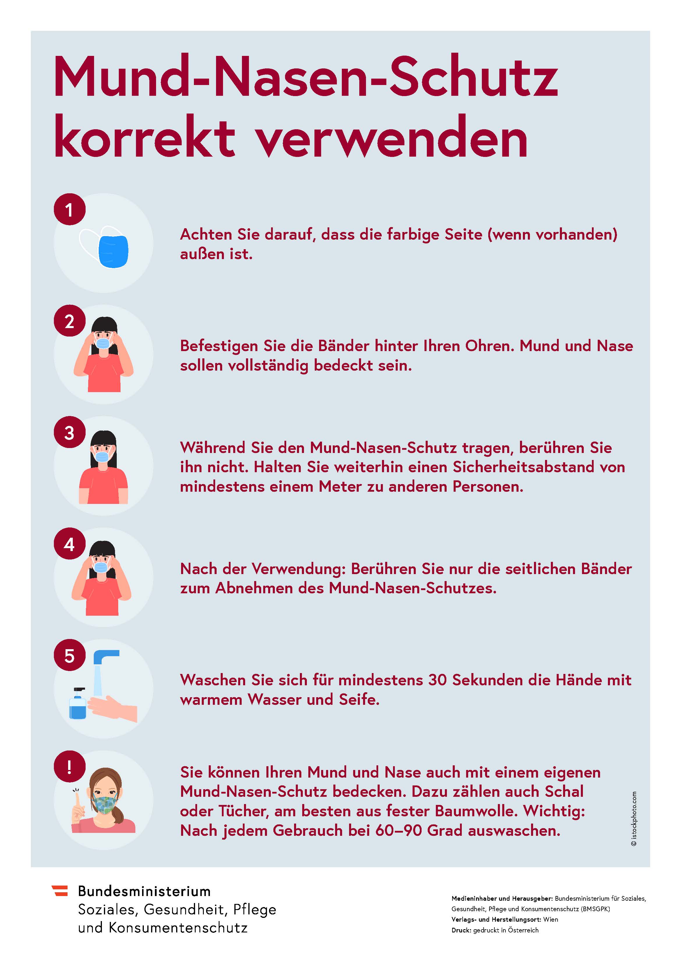 Eine Anleitung zur Verwendung des Mund-Nasen-Schutzes.