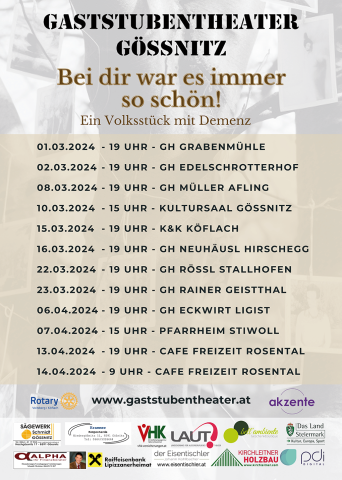 Das Plakat zeigt alle Termine der Theateraufführung.