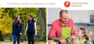 Links sind zwei Frauen beim Spazierengehen zu sehen, rechts sind ein Mann und ein Kind beim Kochen zu sehen