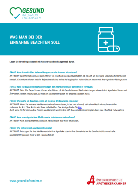 Was man bei der Einnahme beachten soll 