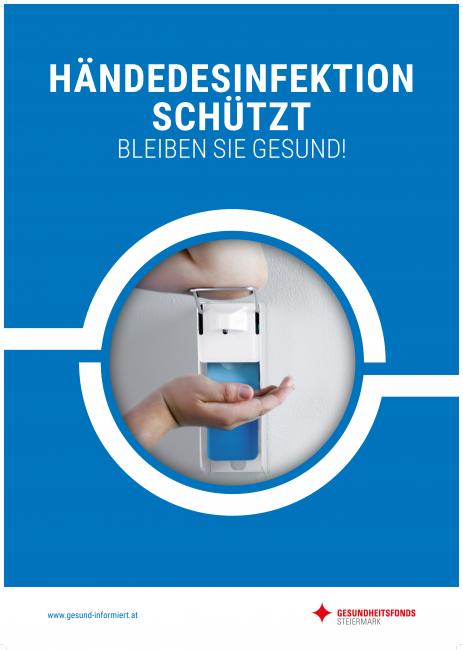 Info-Plakat „Händedesinfektion schützt“