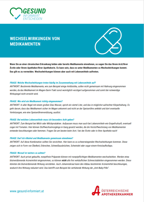Wechselwirkungen von Medikamenten 