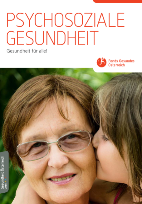 Titel "Psychosoziale Gesundheit", darunter ist eine Oma und ihr Enkelkind zu sehen