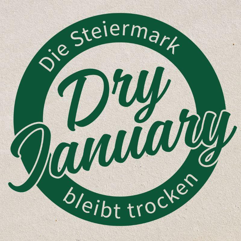 Grünes Logo mit der Aufschrift: Dry January - Die Steiermark bleibt trocken
