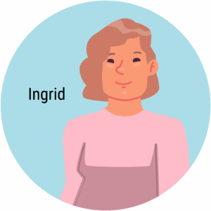 Frau mit braunen Haaren und pinken Pullover