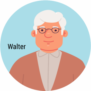Mann mit weißen Haaren und brauner Weste