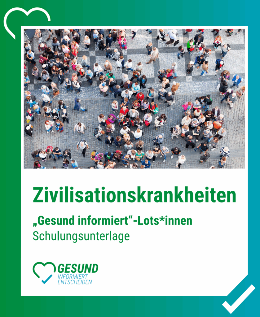Handout der Schulungsunterlage Zivilisationskrankheiten, Abgebildet sind Personen aus der Vogelperspektive.