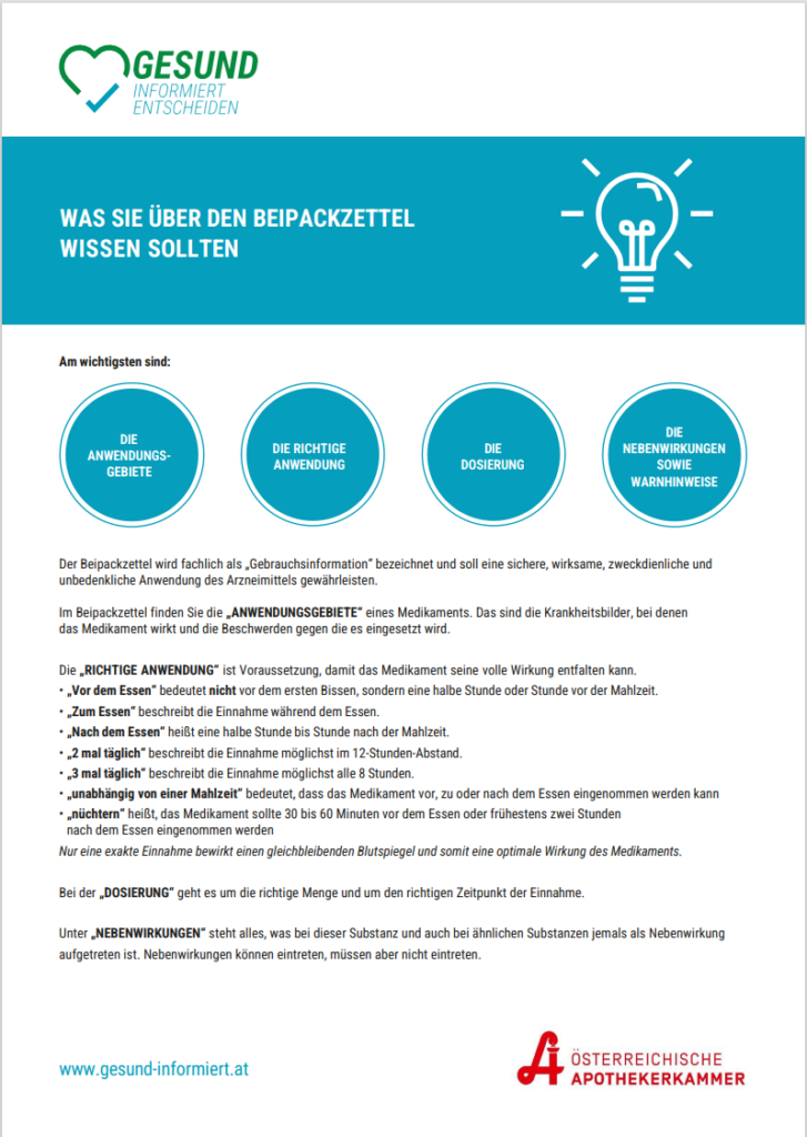 Infoblatt Beipackzettel