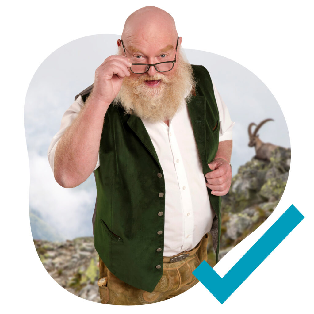 Mann mit Brille und Lederhose